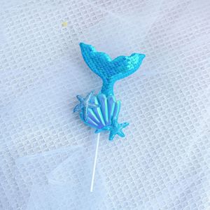 ท็อปเปอร์เค้กหางนางเงือกอะคริลิคประดับเลื่อมลายเปลือกหอย ตกแต่งเค้กวันเกิด น้ำผึ้งและรสหวาน - Product Image 5