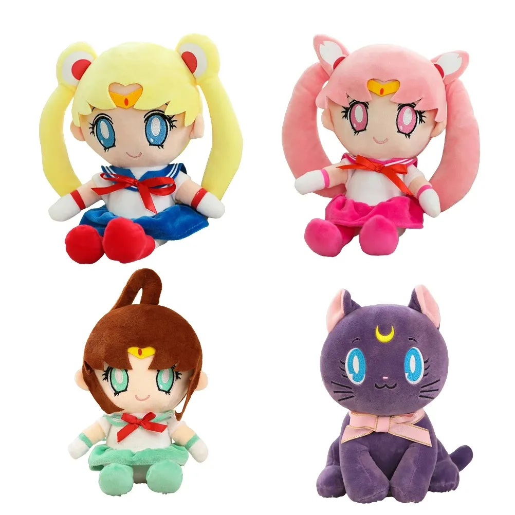 Fitspi Kawaii Sailor Moon Plush Toys Tsukino Usagi Luna Cat Cute Girly Heart Stuffed Anime Dolls Gifts Home Bedroom Decoration