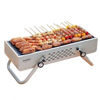Grille de barbecue pliable portable pour usage extérieur et domestique Happy Flavor en acier inoxydable 304