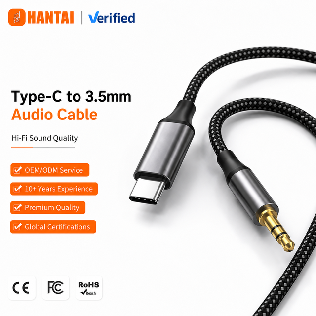 Braided Nylon USB-C to 3.5mm Male Audio Cable with Fast Charging for Earphones Home & Car Stereo