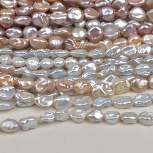 Exquisite DIY Necklace and Bracelet <b>Set</b> with Natural 8-10mm Freshwater White Pearls Crushed Silver <b>Beads</b> Straight Hole Design - Product Image 2