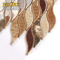 Mosaïque murale en céramique contemporaine effet glaçon glacé, design élégant en forme de feuille de marbre, pour une rénovation intérieure de façade haut de gamme