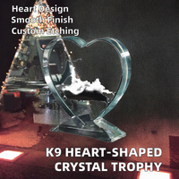 Trophée en cristal en forme de cœur vierge K9 moderne, gravé au laser 3D personnalisé, décoration d'intérieur, vente en gros d'usine Xinpin