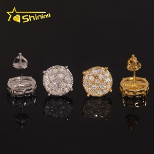USA Warehouse Fast Shipping Sterling Silver 925 Iced Out VVS Moissanite Lb Diamond <strong>Fine</strong> Jewelry Stud <strong>Earrings</strong> - Product Image 2