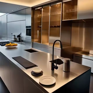 BAINENG تصميم مجاني لمدة 48 ساعة للمنزل بالكامل تصميم فاخر مخصص خزانة SS من الفولاذ المقاوم للصدأ خزانة مطبخ - Product Image 2