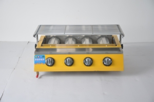 Yellow Stainless Steel Gas Griddle Commercial <b>BBQ</b> <b>Grill</b> with 4 Burners for Kebab Cooking - Product Image 3