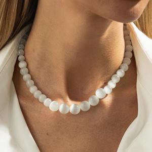 카이메이 2026 패션 주얼리 작은 구슬 여성용 반투명 캣아이 비즈 목걸이 신상 핫세일 쇄골 체인 비즈 목걸이 - Product Image 2