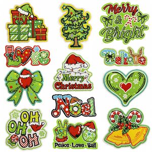 Listo para Enviar: Espléndidos Parches de Aplique con Eslogan Navideño, Caja de Regalo de Navidad, Gorro de Papá <span class=keywords><strong>Noel</strong></span>, Feliz Navidad - Product Image 2