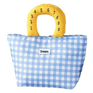 Bolsa de almuerzo con aislamiento, portátil, de aluminio grueso, impermeable, para estudiantes, trabajadores de oficina, a cuadros azules, a cuadros naranjas - Product Image 3