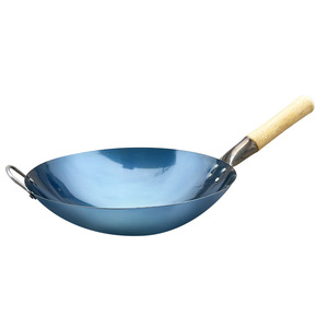 <span class=keywords><strong>Wok</strong></span> de Acero de Varios Tamaños con Mango de Madera Antideslizante, Utensilios de Cocina Profesionales para el Hogar, Catering y Cocina Comercial - Product Image 3