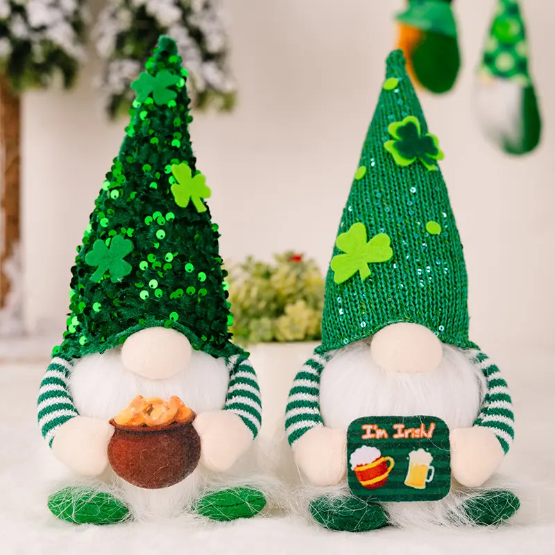 Kustom selamat Irlandia St. Saint Patrick Patrick'S Festival Hari Shamrocks dekorasi pesta mainan Mini St Patrick dekorasi rumah Set