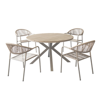 Ensemble de conversation moderne en rotin pour patio avec table basse, mobilier de jardin, ensemble de salle à manger rond en osier pour extérieur, ensemble bistro de jardin