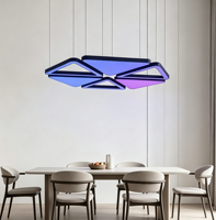 Lampu Gantung LED Akustik Segitiga Tunggal Perak Modern RGB Hijau untuk Kantor Studio