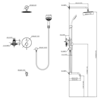 Système de douche avec bec de baignoire, ensemble de douche de pluie pour baignoire, pomme de douche haute pression avec robinet