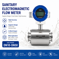Débitmètre magnétique sanitaire en acier inoxydable 4-20mA à bride, qualité alimentaire DN10-DN50 pour lait, eau, jus, boissons IP65/IP68