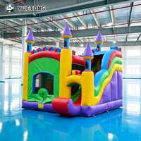 Château Gonflable Commercial Personnalisé pour Fêtes, Coloré, Thème Princesse, avec Toboggan et Trampoline Intégré