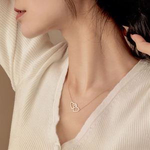 Collar con Colgante de Corazones Entrelazados de Plata de Ley 925, Diseño Simple de Dylam, Regalos para Mamá, Día de la Madre, Joyería - Product Image 2