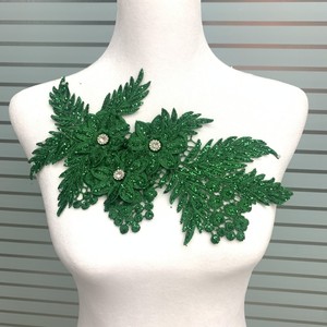 스팽글 크리스탈 플로럴 레이스 아플리케 모티브 자수 3D 꽃 레이스 패치 웨딩 드레스 공예용 - Product Image 3