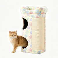 Arbre à chat multi-niveaux en bois avec griffoir en écorce, lit double et condo pour chats d'intérieur - Fournitures pour animaux de compagnie en gros