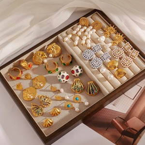 Pendientes Geométricos Retro Europeos Americanos, Chapados en Oro, Forma de Concha, Aleación de Zinc, Joyería de Moda - Product Image 2