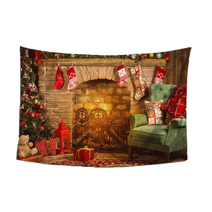 Tissu en Polyester et coton pour décoration de maison, tapisserie de noël personnalisée, prix quantité minimale de commande