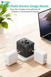 מתאם נסיעות אוניברסלי COTECi Worldwide עם 4 יציאות USB, טעינה מהירה 25W GaN PD, 3 שקעי AC, תואם תקעים של האיחוד האירופי, ארה' בירה, אוסטרליה, בריטניה ועולם, כולל שקע מתח. - Product Image 3