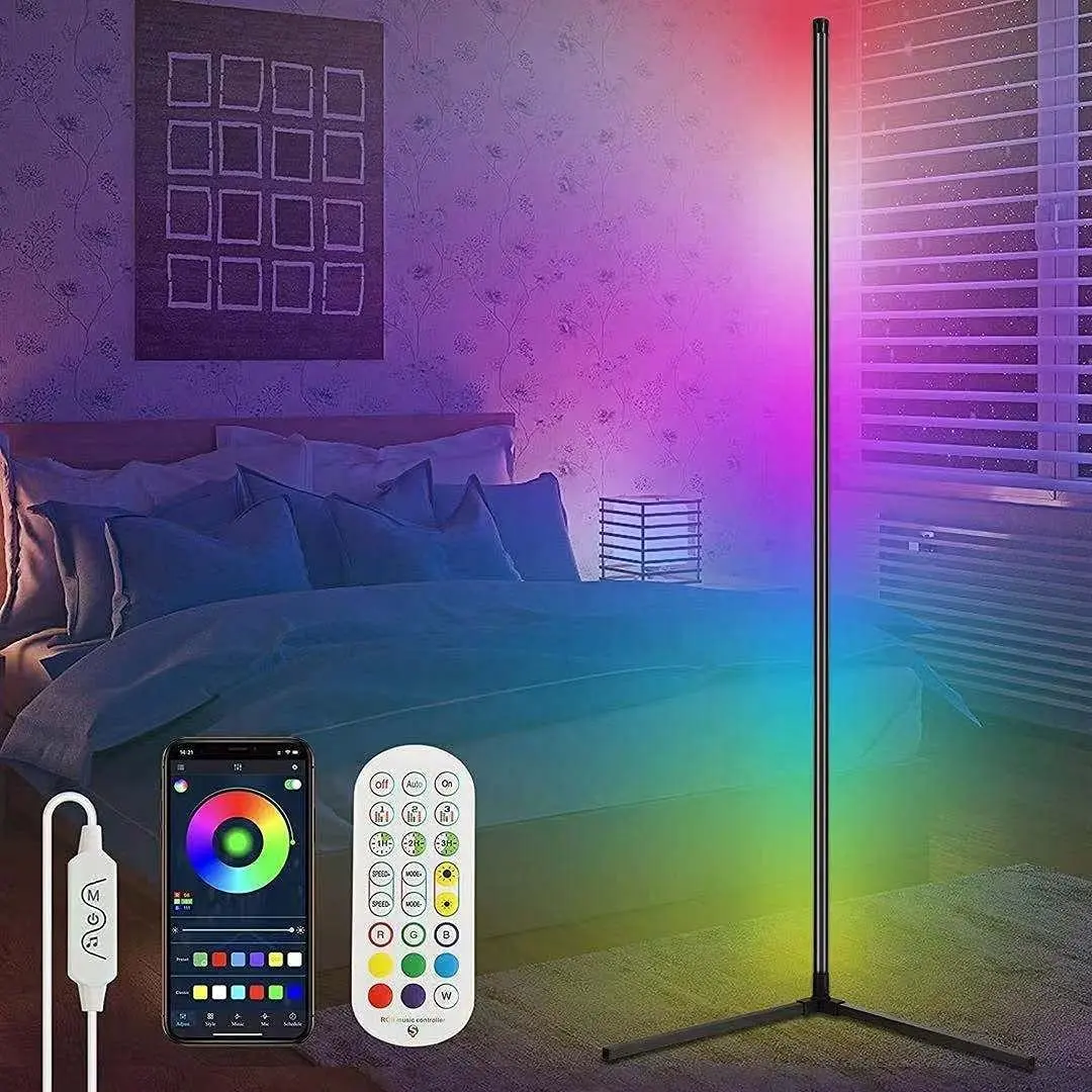 Smart Corner Floor Standing Standard Lamp Lighting Modern Home Wall Decor Stand Floor Light LED RGB Floor Flow Lamps