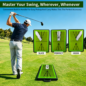 Tapis <span class=keywords><strong>de</strong></span> <span class=keywords><strong>golf</strong></span> 2-en-1 30*60 cm pour entraînement en intérieur avec aides à la pratique du <span class=keywords><strong>swing</strong></span> et du chipping pour golfeurs - Product Image 4
