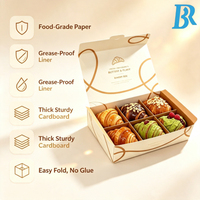 Boîte à croissants pliable de qualité alimentaire avec insert séparateur, 6 compartiments, en papier, pour pâtisserie, boulangerie, emballage à emporter pour café