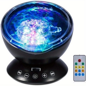 Projecteur de lumière de nuit en forme de vague d'océan, lampe de chevet avec télécommande, câble USB, lecteur de musique, cadeaux pour enfants, décoration de chambre - Product Image 1