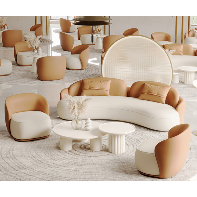 modern curved sofa orange