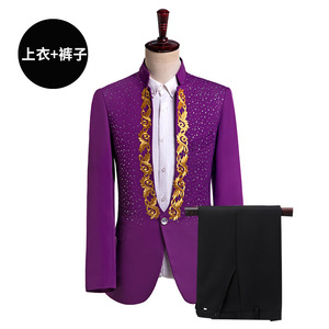 Abito da uomo coro di scena giacca ricamata con cristalli scintillanti rossi abito da <span class=keywords><strong>sposa</strong></span> sposo abito <span class=keywords><strong>bianco</strong></span> cantante ospite 2 pezzi Set <span class=keywords><strong>Costume</strong></span> - Product Image 5
