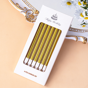 誕生日の結婚式のパーティーのための卸売6個のゴールドシルバー薄いケーキキャンドル - Product Image 5
