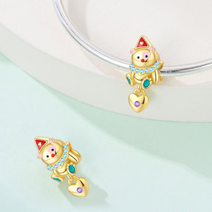 Fournisseur d'usine <span class=keywords><strong>de</strong></span> bijoux : Perles breloques émaillées vintage en forme <span class=keywords><strong>de</strong></span> cœur et d'ours, en cuivre plaqué argent, composants <span class=keywords><strong>de</strong></span> bijoux DIY, OEM ODM personnalisés - Product Image 5