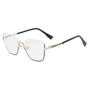 Металлические полуоправа кошачьего глаза, новые плоские зеркальные женские модные тонкие оправа, очки в стиле ретро, анти-синие очки. - Product Image 5