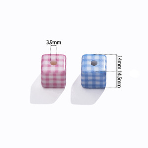 Acrylic Checkered Square <b>Beads</b> For Bracelet Making 8mm Loose <b>Beads</b> DIY Jewelry Crafting Materials - Product Image 2