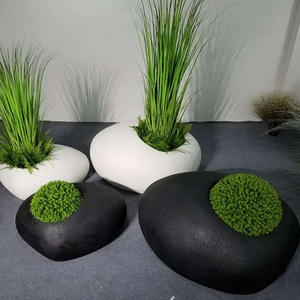 Creative Nordic Stone Vase Pebble-shaped Floor <b>Large</b> Flower <b>Pot</b> Vintage Fiberglass Flower Arrangement Ornaments Lazy China - Product Image 1