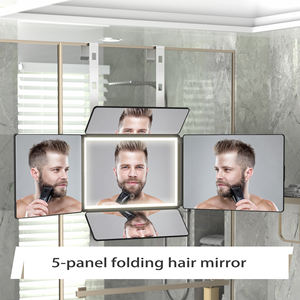 <span class=keywords><strong>Miroir</strong></span> de coiffure portable pliable à 5 panneaux LED <span class=keywords><strong>pour</strong></span> coupe de cheveux, <span class=keywords><strong>miroir</strong></span> mural simple face 360° réglable en hauteur avec <span class=keywords><strong>crochet</strong></span> <span class=keywords><strong>pour</strong></span> <span class=keywords><strong>barbier</strong></span> - Product Image 1