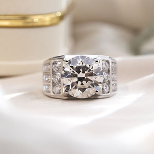 Anillos de diamantes cultivados en laboratorio de platino Pt950 con forma redonda Messi Jewelry MSR-1768 para hombre - Product Image 5