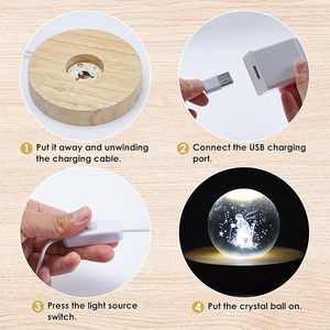 Usb LED ánh sáng ban đêm 3D phát quang nghệ thuật năng lượng mặt trời hệ thống pha lê bóng đêm đèn sáng Sphere cho trang trí nội thất cho phòng khách - Product Image 3