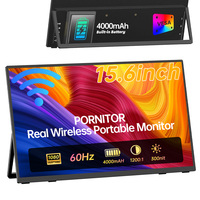 Moniteur sans fil Eimio avec batterie intégrée, luminosité élevée 300 nits, écran portable IPS 15,6 pouces, extension d'écran pour ordinateur portable, OEM