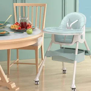 2021 Baby Portable Foldable Dining High Chair With Stainless Steel Leg