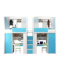 Lit superposé moderne double avec glissière en acier, bureau et armoire, garantie 1 an pour dortoir scolaire, hôpital, hôtel, appartement