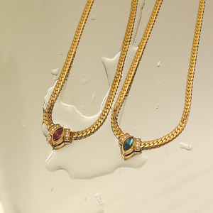 Collar de piedra natural curativa minimalista MX, joyería chapada en oro de 18 quilates <span class=keywords><strong>Figaro</strong></span> a la moda para mujeres, regalos de piedra natal - Product Image 3