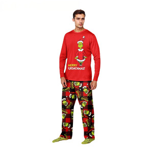 Drop Shipping Fun Holiday Grinch Weihnachts pyjamas Set Erwachsene Kinder Custom 2 Stück Nachtwäsche Family Christmas Pyjama Set - Product Image 2