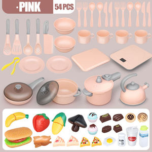 Ensemble de jeu de cuisine européenne 54 pièces avec cuisinière à induction, casseroles, fruits, légumes, pizza, hamburger, cadeau pour enfants - Product Image 3