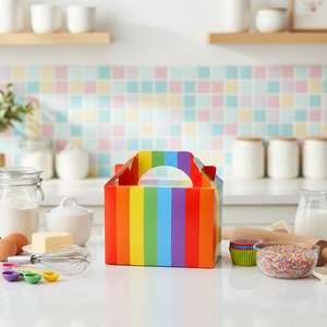 Solution d'emballage personnalisée pour pâtisseries, boîtes à cupcakes en papier personnalisées avec fenêtre en plastique transparent, boîte de boulangerie avec poignées - Product Image 1