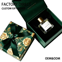 Boîte d'emballage de parfum floral vert de luxe, boîte cadeau en carton personnalisée avec impression, fermeture magnétique et insert