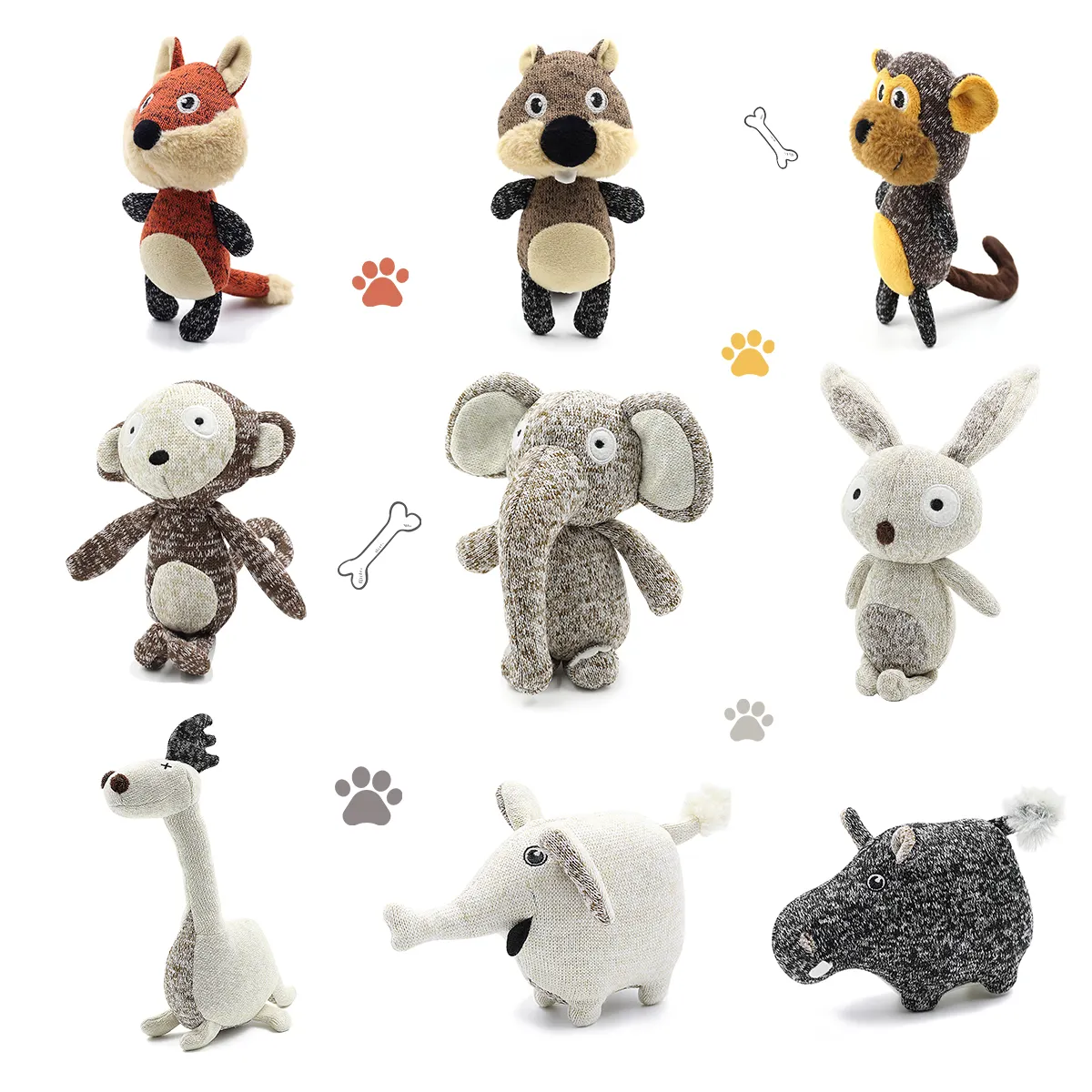 2022 Hot Sale New Pet dog Toys Bulk Knit Soft Plush Stuffed Chew Squeaky Cute Bunny Dog Luxury Toys