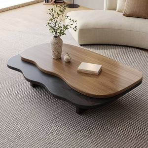Nuovo Tavolino da Caffè Moderno 2025 con Design Bicolore, in Legno Massello per Soggiorno e Uso Domestico - Product Image 1